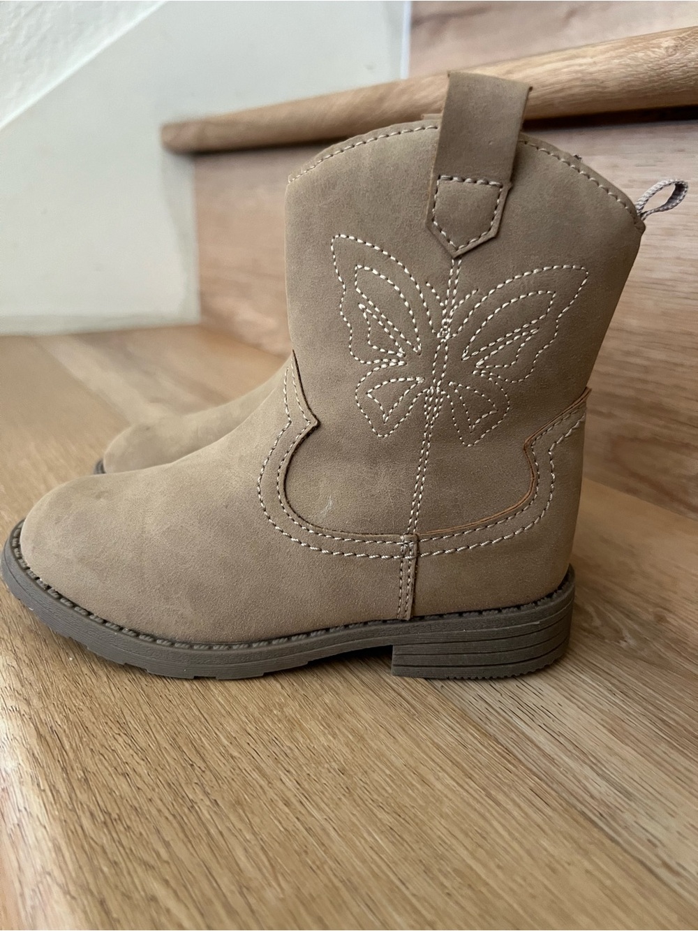 Carter's Tan Kids Western Boots with Butterfly Stitching
